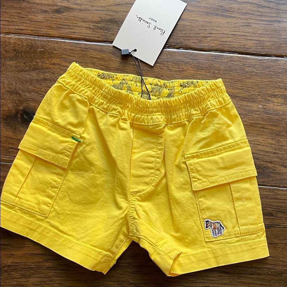 Paul Smith Junior Bright Yellow Kids Cargo Shorts